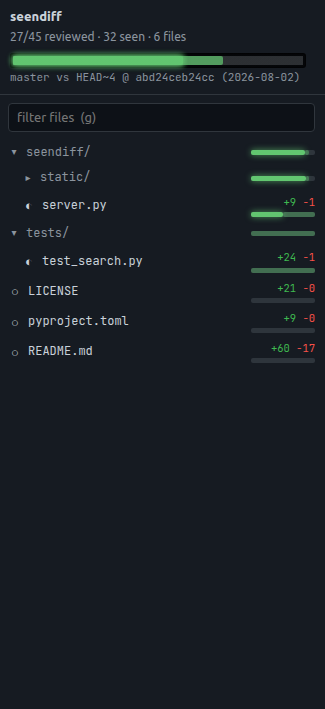 seendiff sidebar, dark theme