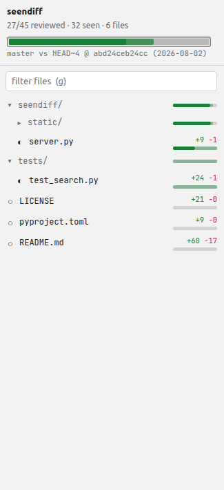 seendiff sidebar, light theme