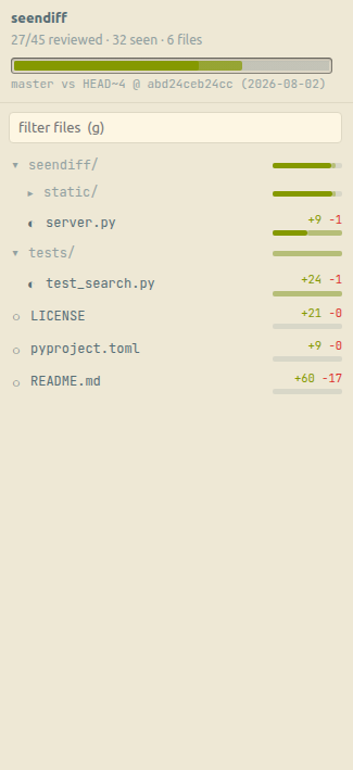 seendiff sidebar, solarized light theme
